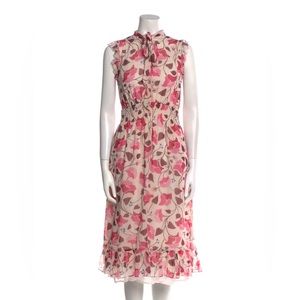 Kate Spade Silk Nouveau bloom smoked dress pink sand size S